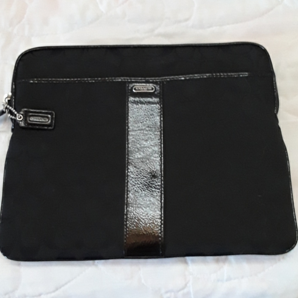 Coach tablet case black "C" material
